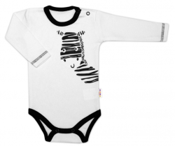 Baby Nellys Body dlouhý rukáv, bílé, Zebra, vel. 80