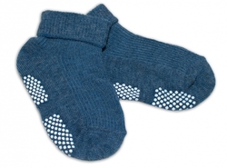 Ponožky kojenecké bavlna protiskluzové - ŘÁDKOVÉ tmavě modré 