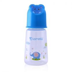 Kojenecká lahvička Lorelli 125 ML s víkem ve tvaru zvířete BLUE