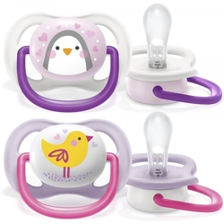 AVENT Dudlík Ultra Air Animals, 0-6m - Ptáček/tučňák, lila