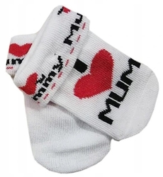 Ponožky kojenecké bavlna - I LOVE MUM bílé 