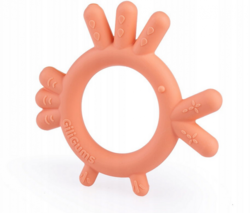 GiliGums Dětské silikonové kousátko Chicken Teether, 3m+, meruňková, 1 ks