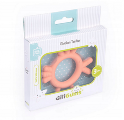 GiliGums Dětské silikonové kousátko Chicken Teether, 3m+, meruňková, 1 ks