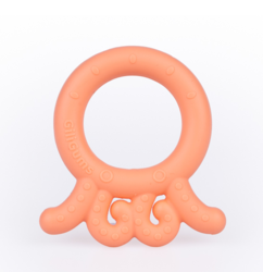 GiliGums Dětské silikonové kousátko Baby Octopus Teether, 3m+, meruňkova, 1 ks