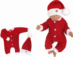 Z&Z 2-dílná sada Pletený overálek + čepička Baby Santa, červený, vel. 86