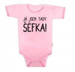 Body krátký rukáv s vtipným textem Baby Nellys, Já jsem tady ŠÉFKA! vel. 80