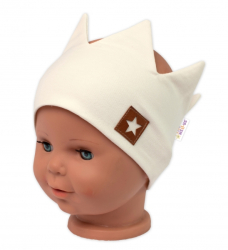 Dvouvrstvá čelenka, Baby Nellys Hand Made, bavlna, Korunka STAR - smetanová, 80/98 Dvouvrstvá čelenka, Baby Nellys Hand Made, bavlna, Korunka STAR - smetanová, 80/98