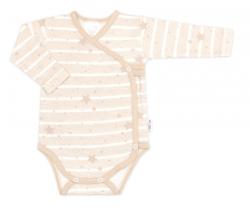 Zavinovací body, polodupačky + rukavičky zdarma, 3D,bavlna, Baby Stars pastel beige,vel.68