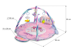 Vzdělávací edukační hrací podložka s hrazdičkou a se zvuky, Happy, růžová