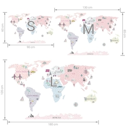 Samolepka na zeď Mapa M růžová