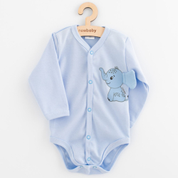 Kojenecké celorozepínací body s dlohým rukávem New Baby Happy Elephant blue