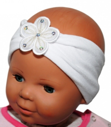 Čelenka Baby Nellys ® s květinkou - bílá, 80/92 Čelenka Baby Nellys ® s květinkou - bílá, 80/92
