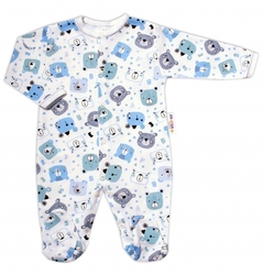 Overal kojenecký bavlna - NEW TEDDY s modrou 