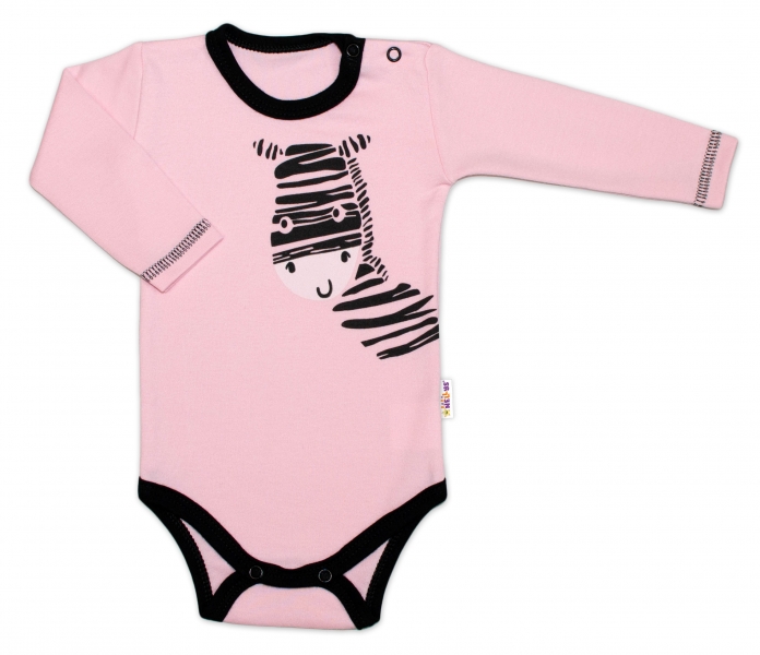 Baby Nellys Body dlouhý rukáv, růžové, Zebra, vel. 68 Velikost k