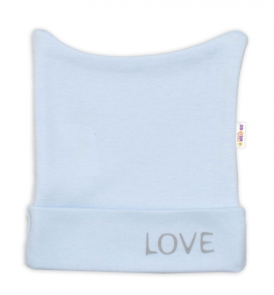 Čepička kojenecká nasazovací bavlna - LOVE modrá - vel.50