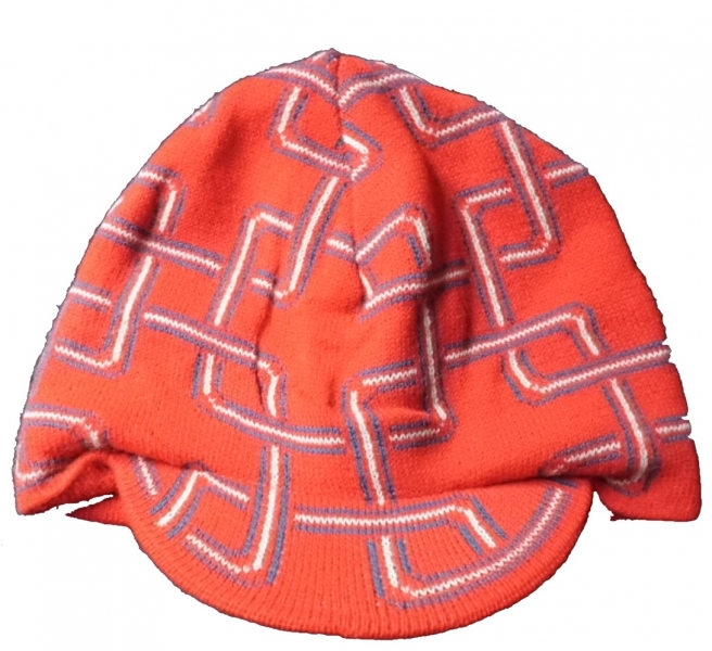 Čepice dětská zimní pletená - VZOR ČÁRY červená - vel. 54-56cm