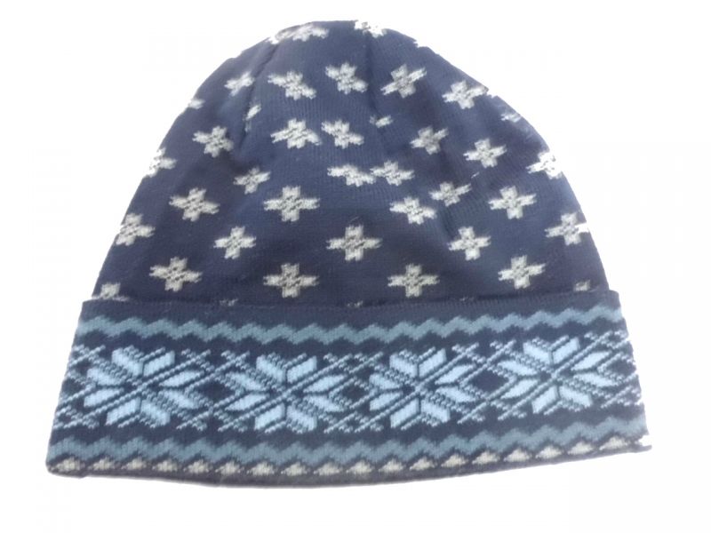 Čepice dětská zimní pletená - VLOČKY tmavě modrá - vel.56-58cm