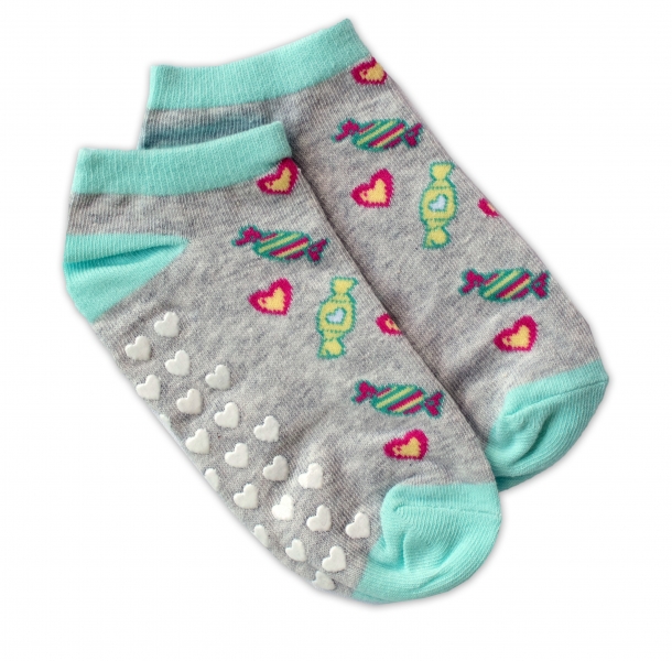 Dětské ponožky s ABS Bonbóny - šedé Velikost koj. oblečení 31-34