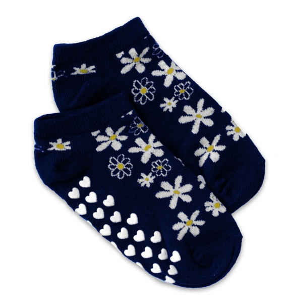 Dětské ponožky s ABS Květinky, vel. 31/34 - tm. modré Velikost k