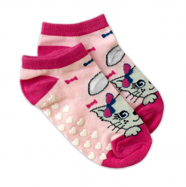 Dětské ponožky s ABS Kočka, vel. 31/34 - sv. růžové Velikost koj