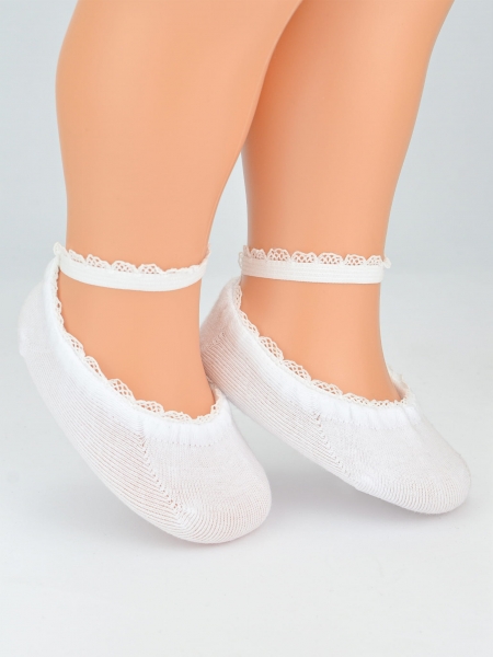 Kojenecké bavlněné ponožky s krajkou, bílé Velikost koj. oblečen