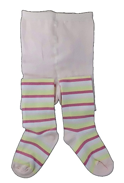 Punčocháče dětské bavlna - PROUŽKY světle růžové - vel.80-86