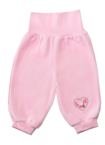 Kalhoty kojenecké samet - LOVE ME růžové - vel.68