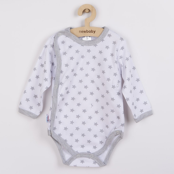 Kojenecké celorozepínací body New Baby Classic II šedé s hvězdič