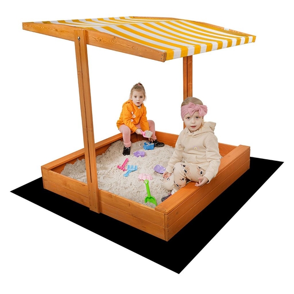 Dětské dřevěné pískoviště se stříškou Baby Mix 120x120 cm žluto-