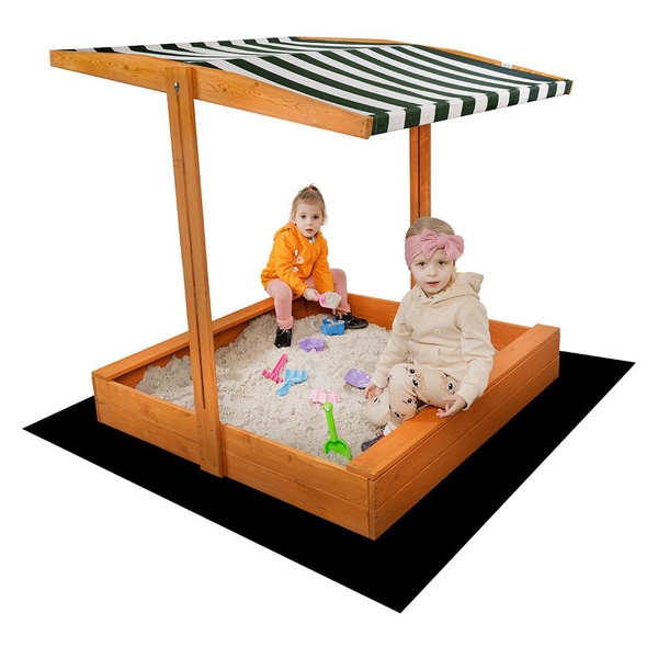 Dětské dřevěné pískoviště se stříškou Baby Mix 120x120 cm zeleno