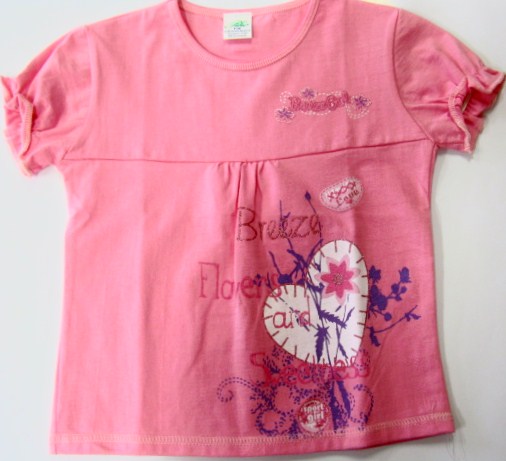 Tričko dětské krátký rukáv - FLOWERS růžové - vel.116